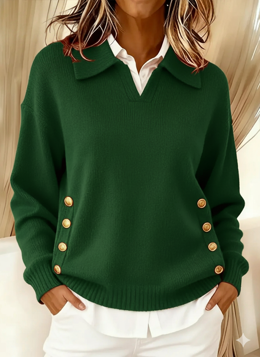 Vicenta | Jersey polo con botones dorados