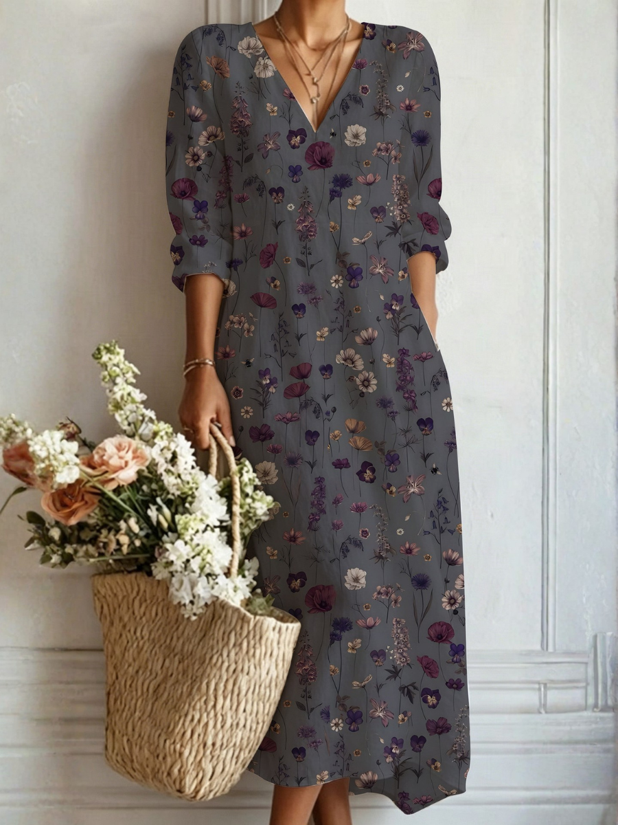 Olivia | Vestido largo con estampado delicado