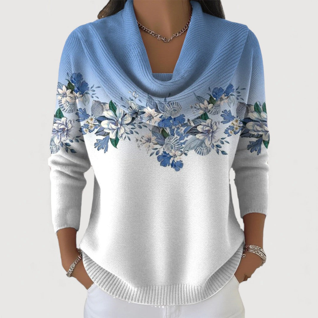 Alba | Jersey floral de algodón con cuello vuelto
