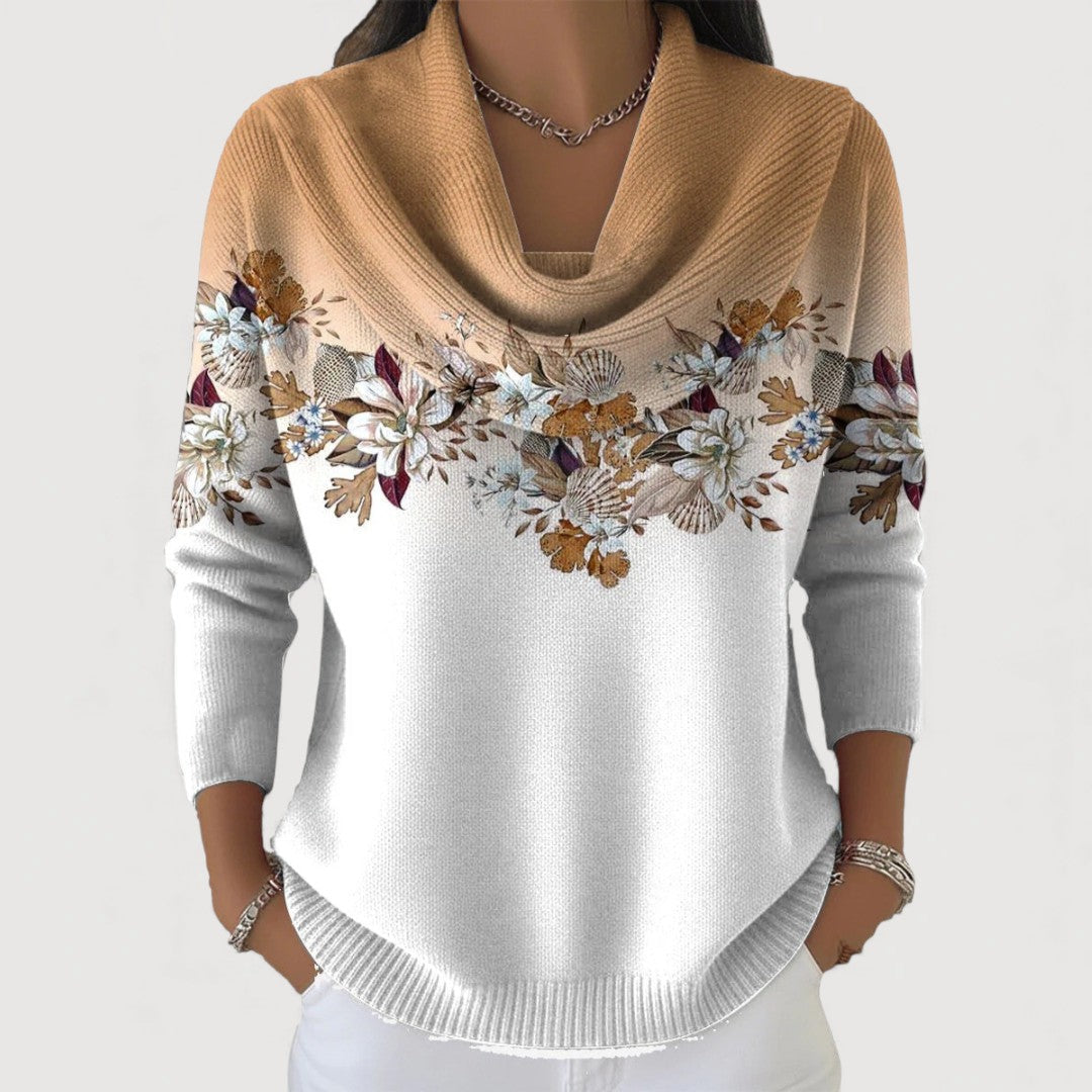 Alba | Jersey floral de algodón con cuello vuelto
