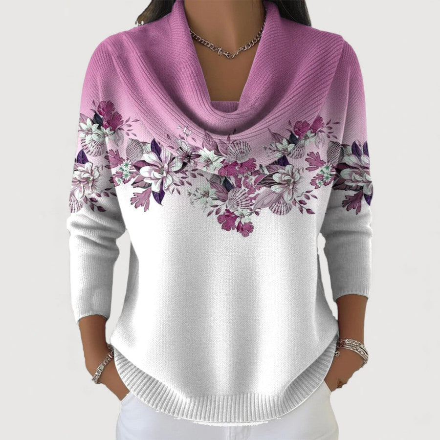 Alba | Jersey floral de algodón con cuello vuelto