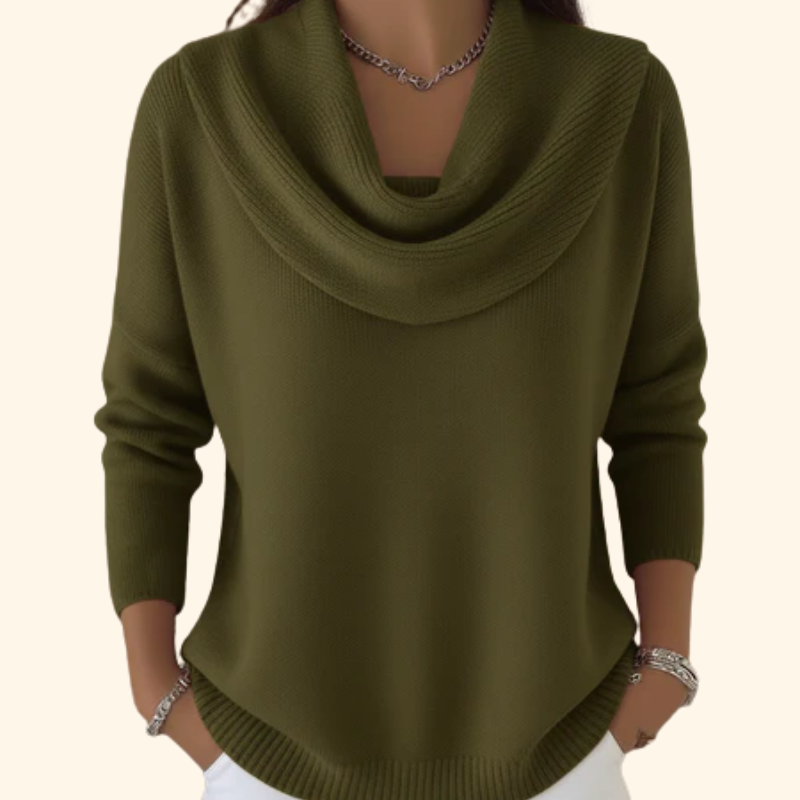 Julia | Jersey fluido con cuello drapeado