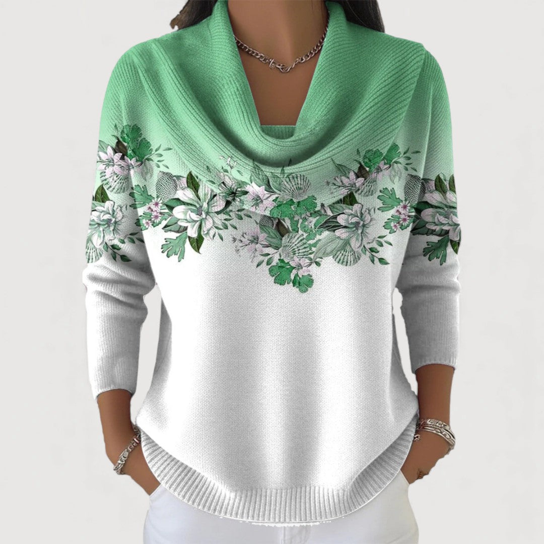Alba | Jersey floral de algodón con cuello vuelto