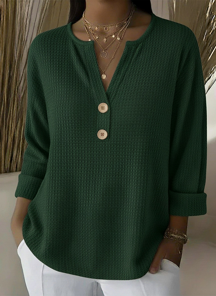 Lucía | Camiseta gofrada con escote Henley