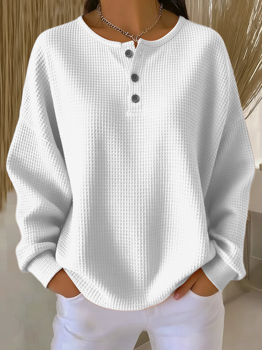 Milagros | Sudadera texturizada con botones Henley