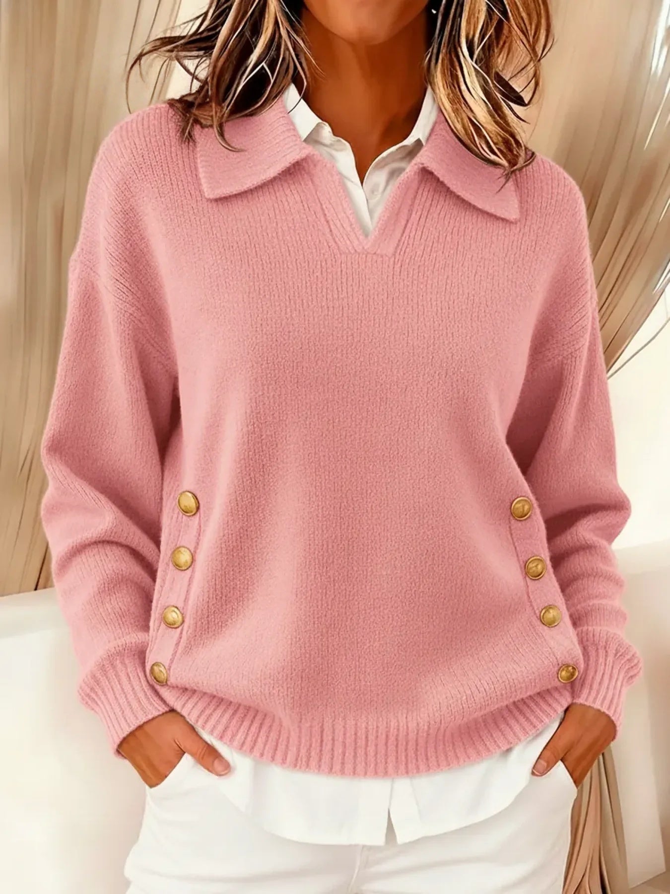 Vicenta | Jersey polo con botones dorados