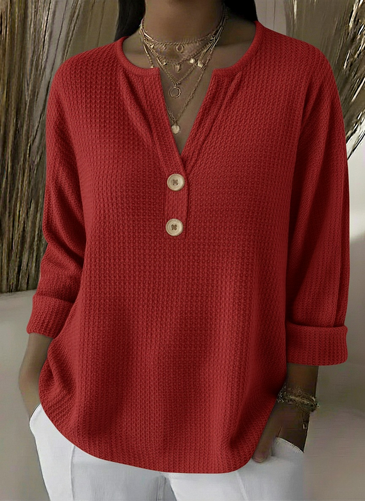 Lucía | Camiseta gofrada con escote Henley