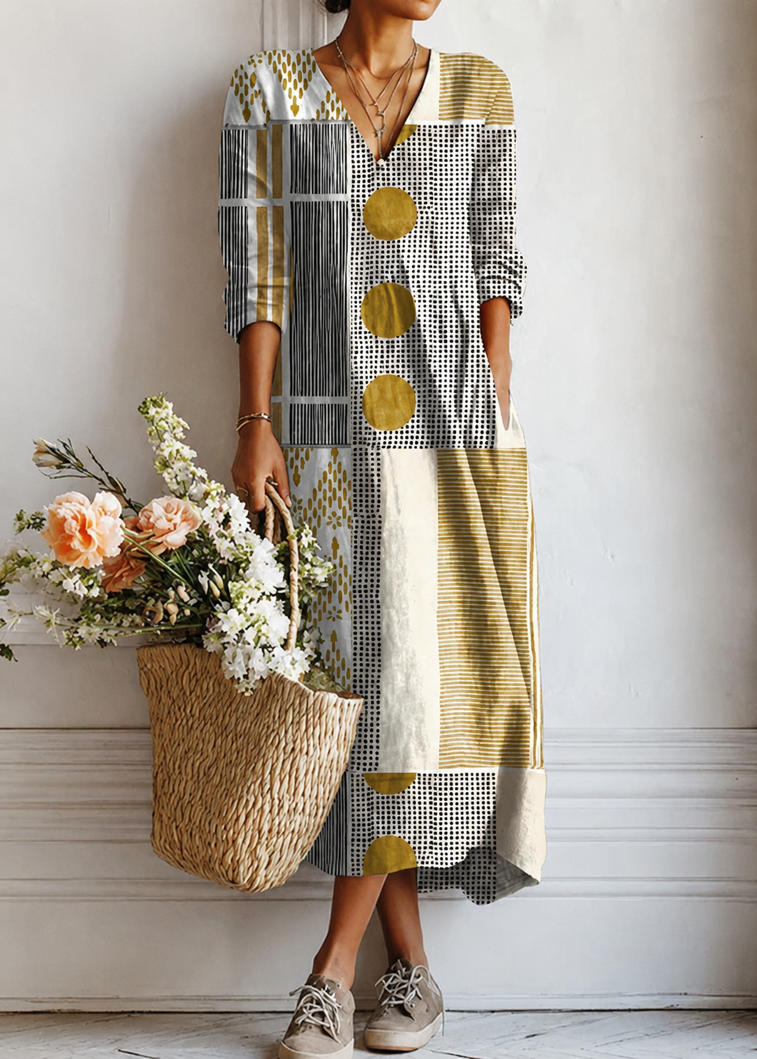 Matilde | Vestido largo con estampado patchwork