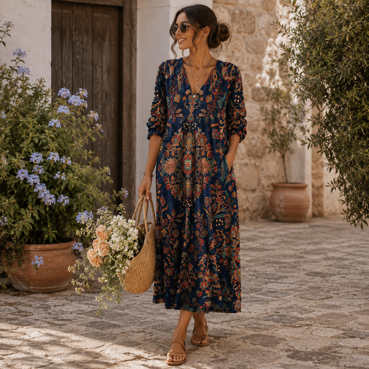 Elvira | Vestido largo vintage en tonos noche
