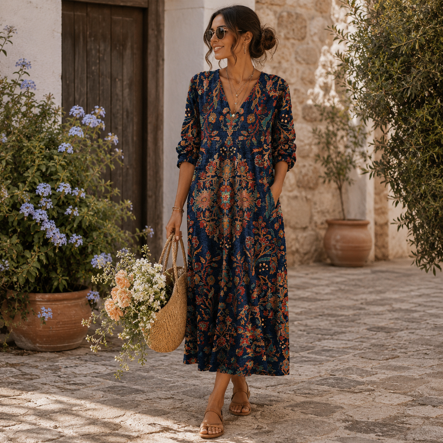 Elvira | Vestido largo vintage en tonos noche