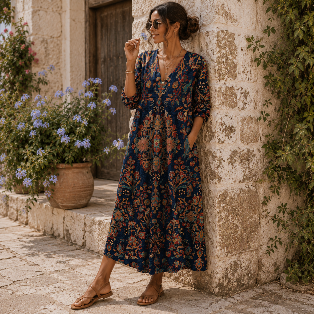 Elvira | Vestido largo vintage en tonos noche