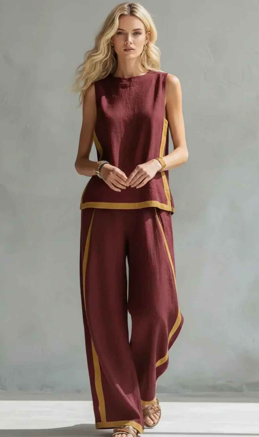 Úrsula | Conjunto Elegante y Desenfadado de Chaleco y Pantalón con Acabados Bicolor