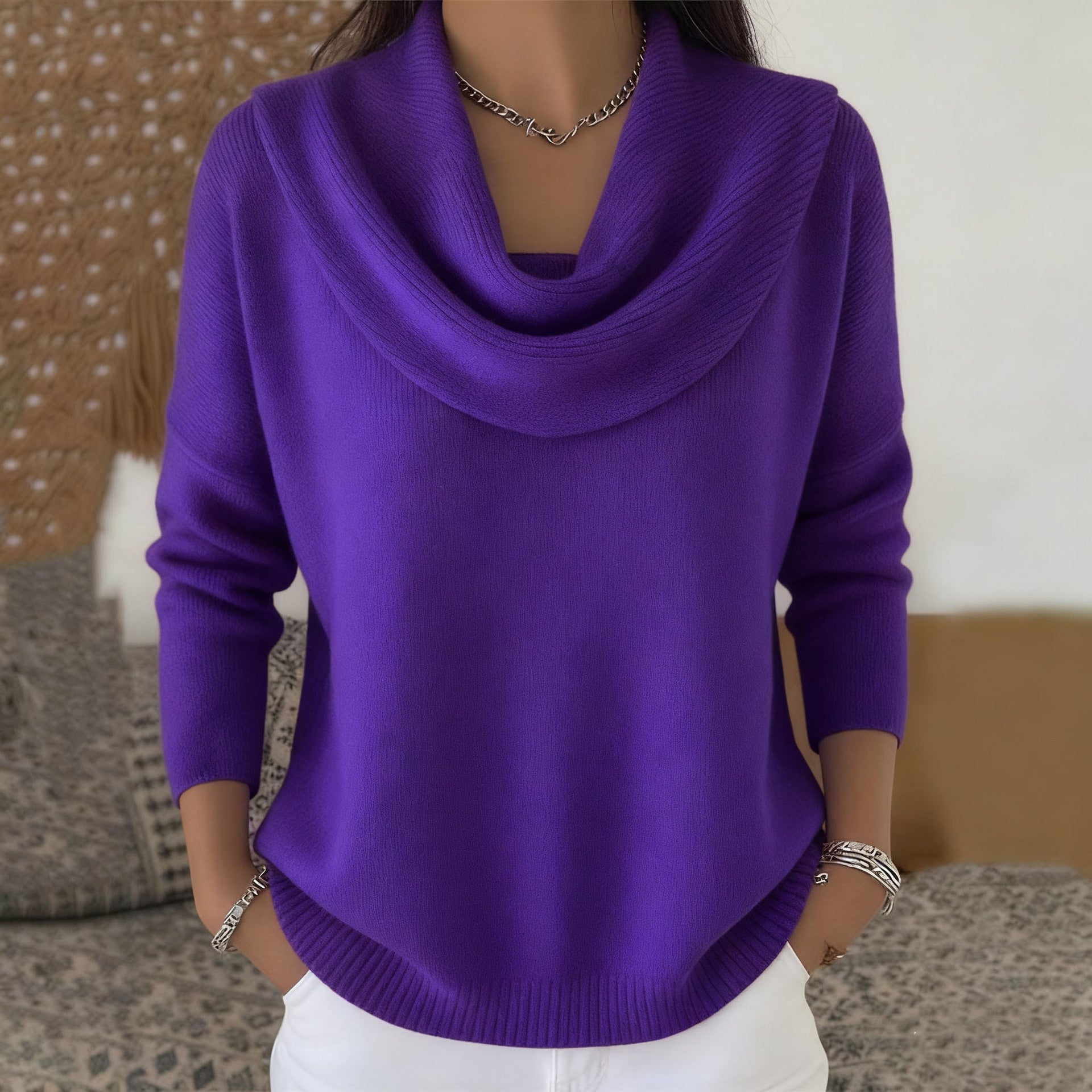 Julia | Jersey fluido con cuello drapeado