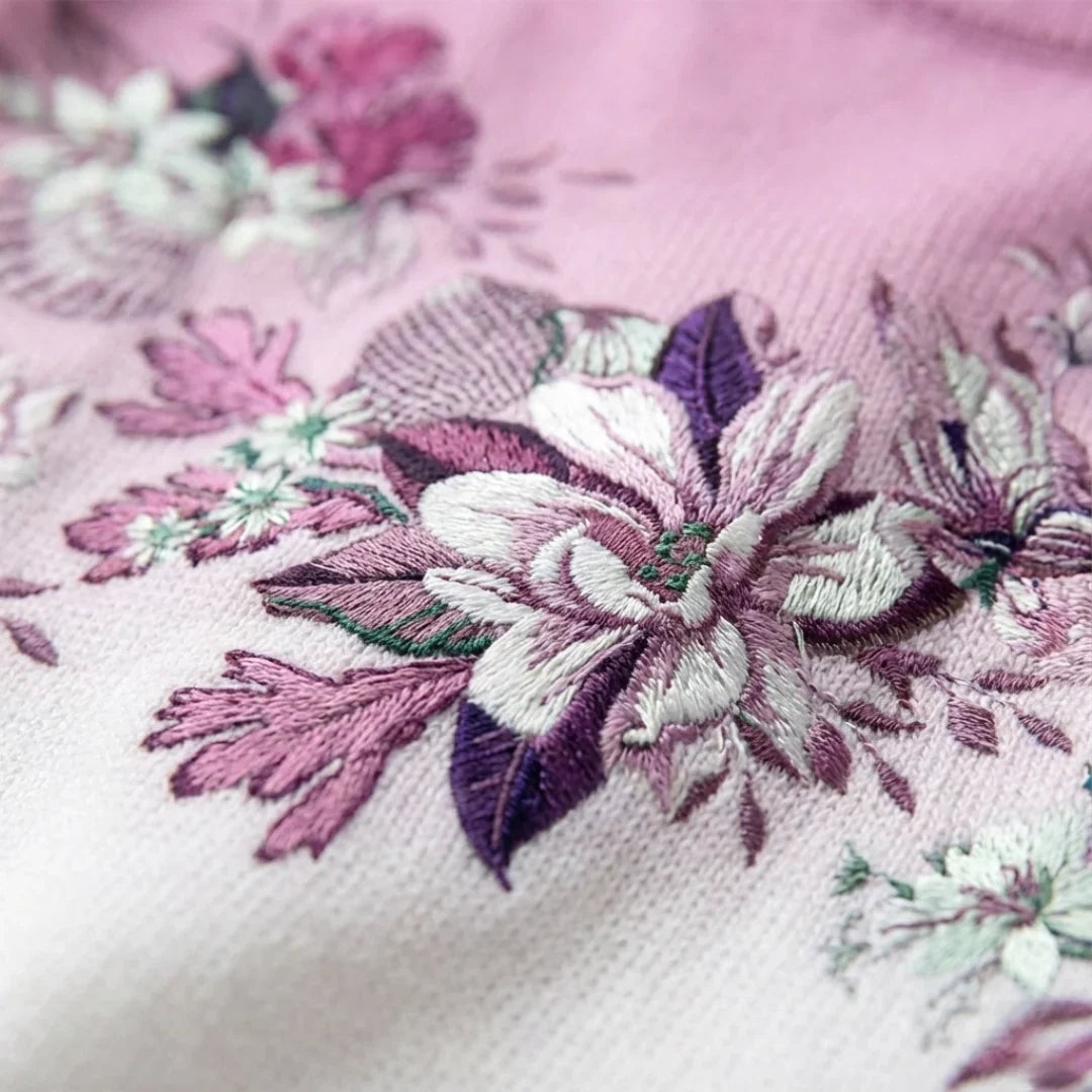 Alba | Jersey floral de algodón con cuello vuelto