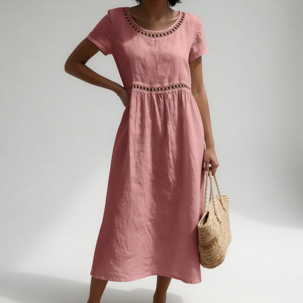 Pernelle™ | Vestido midi 100% algodón bordado, feminidad suave