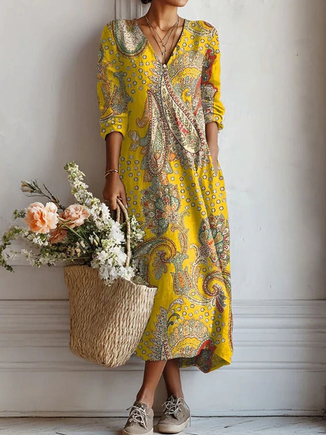 Andrea | Vestido largo estampado fácil de combinar