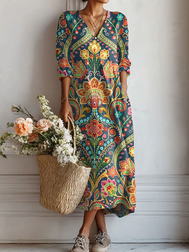 Ámbar | Vestido largo con estampado luminoso