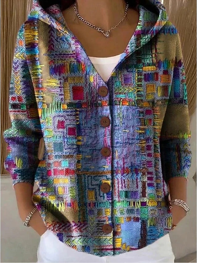 Paloma | Chaqueta estampada con capucha y botones