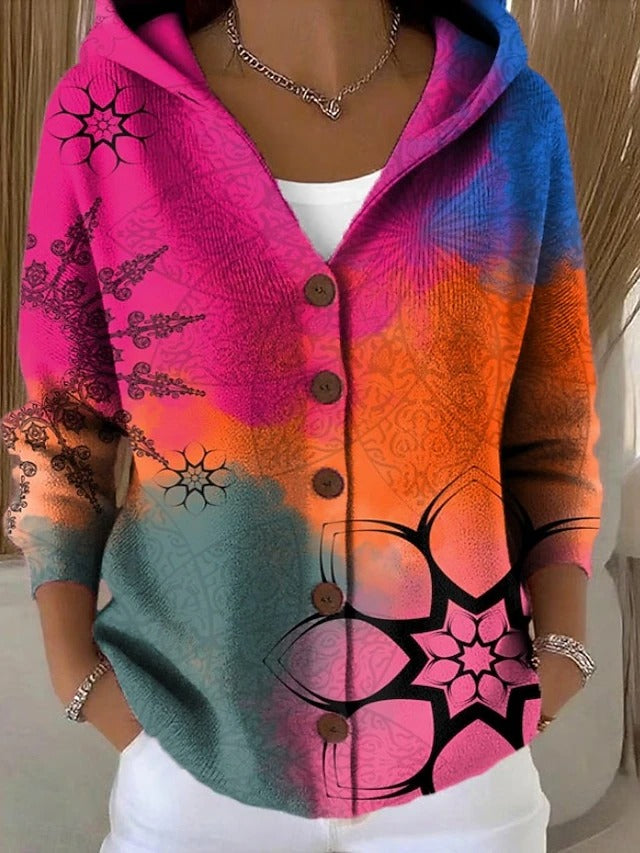 Paloma | Chaqueta estampada con capucha y botones