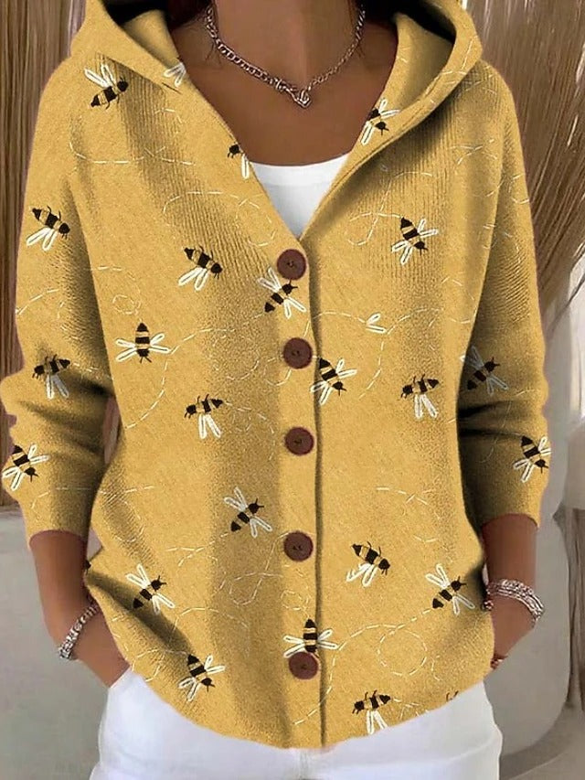 Paloma | Chaqueta estampada con capucha y botones