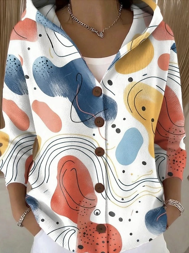 Paloma | Chaqueta estampada con capucha y botones