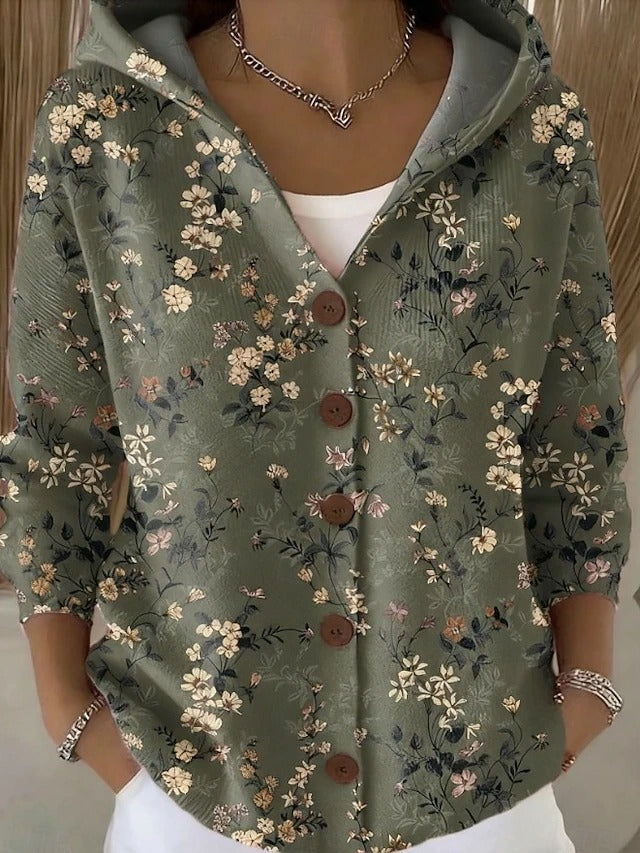 Paloma | Chaqueta estampada con capucha y botones