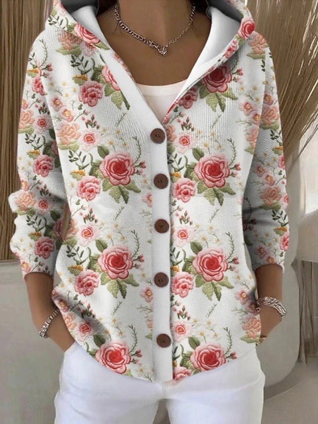 Paloma | Chaqueta estampada con capucha y botones
