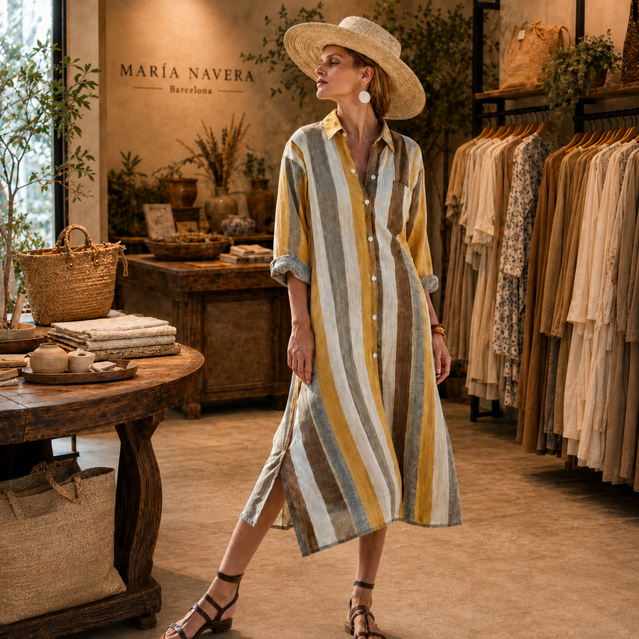 Vestido camisero de estilo lino
