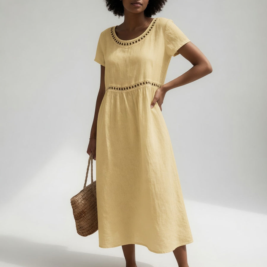 Pernelle™ | Vestido midi 100% algodón bordado, feminidad suave