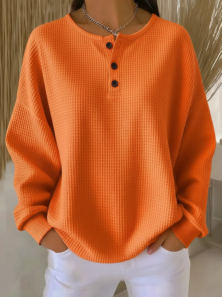 Milagros | Sudadera texturizada con botones Henley
