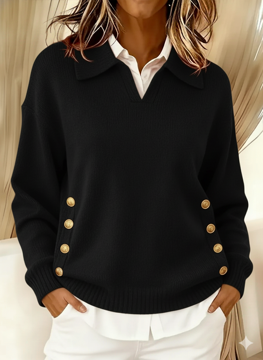 Vicenta | Jersey polo con botones dorados