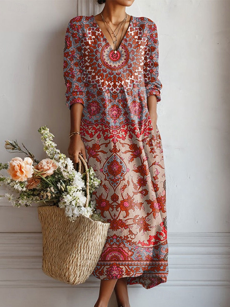 Gabriela | Vestido largo con medallones vintage