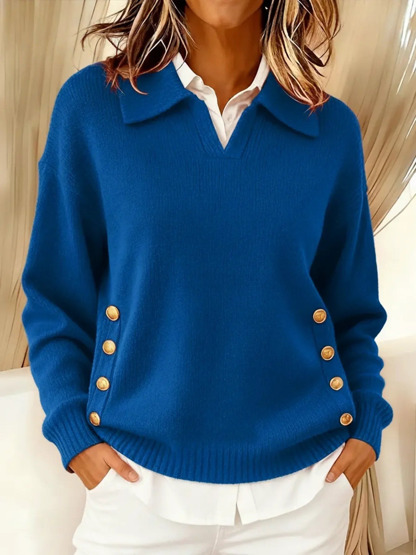 Vicenta | Jersey polo con botones dorados