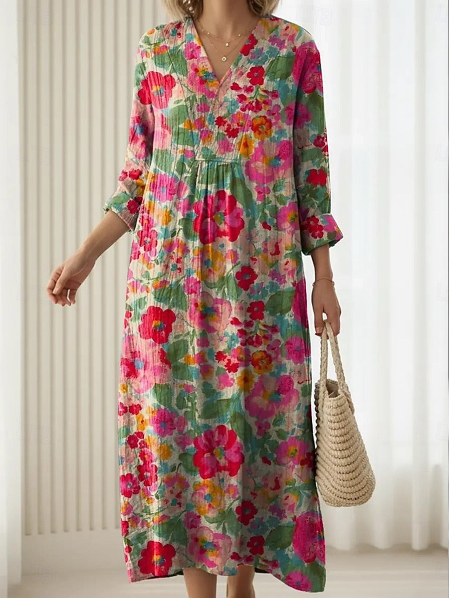 Ángela | Vestido largo con estampado delicado