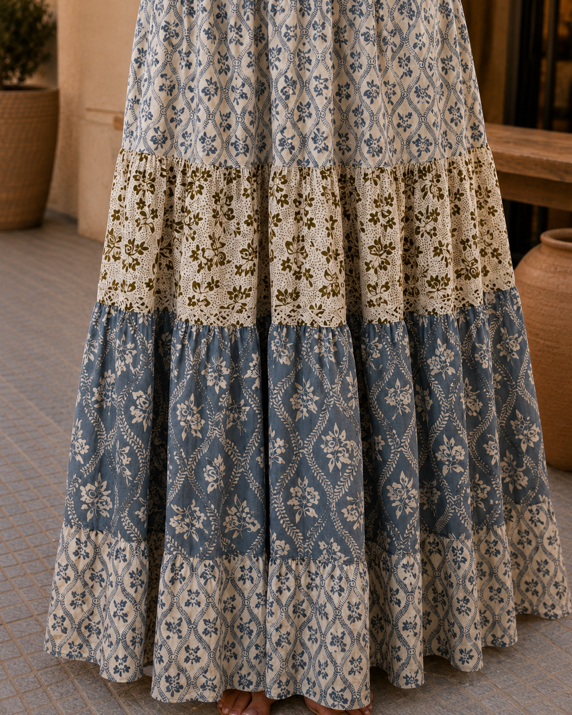 Provenzal | Vestido largo con estampado mediterráneo