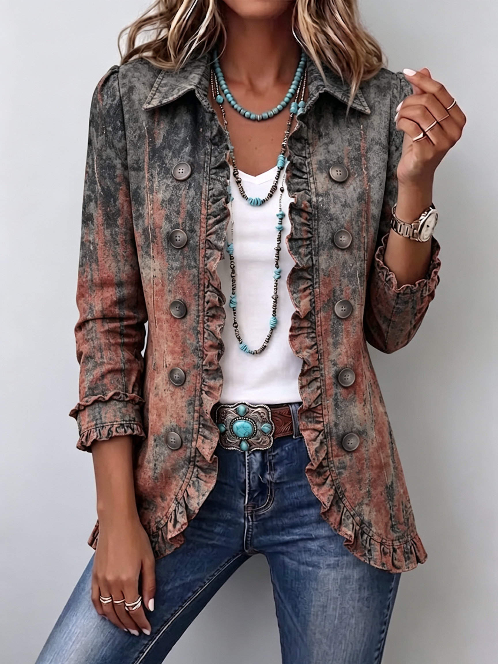 Benita | Chaqueta degradada con detalles vintage