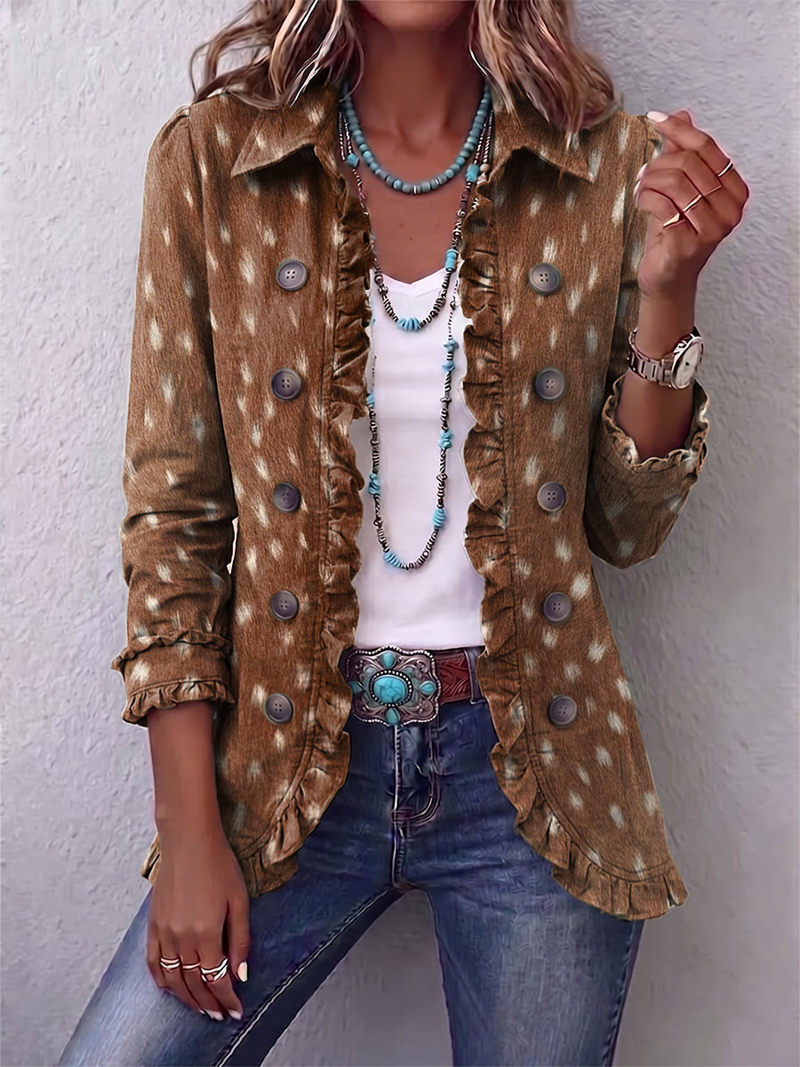 Nicolasa | Chaqueta animal print marrón con volantes