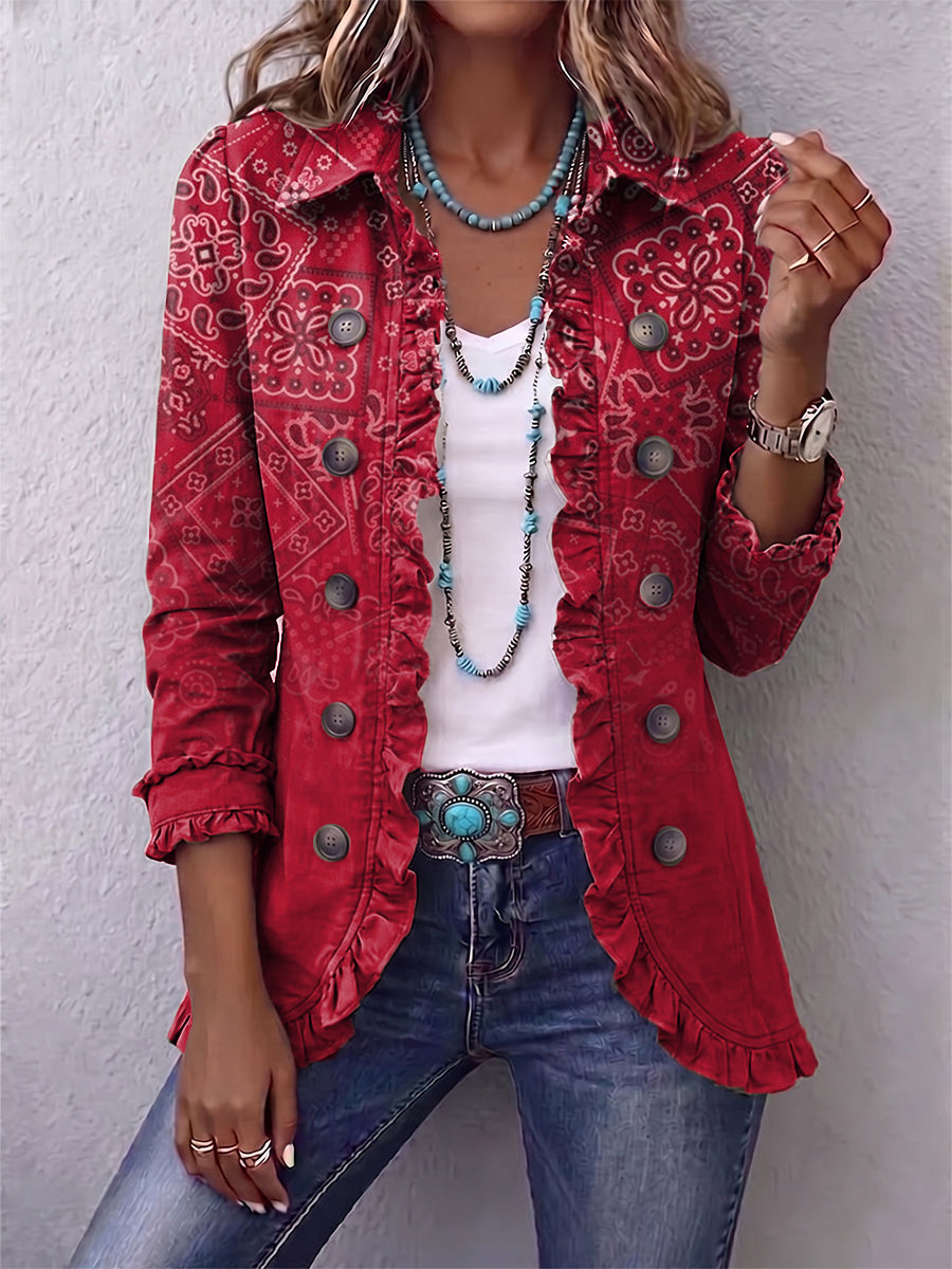 Clotilde | Chaqueta paisley degradada con volantes