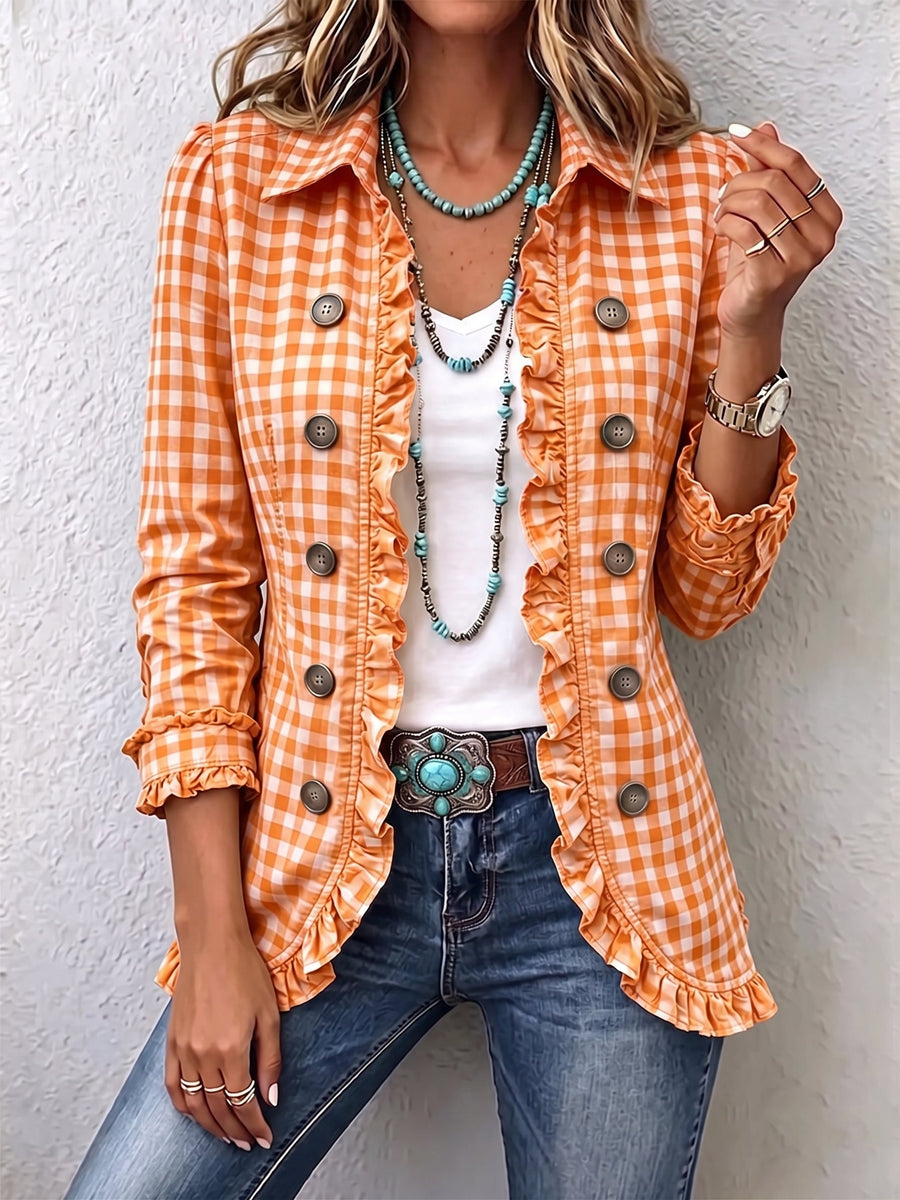 Purificación | Chaqueta Vichy con volantes y botones