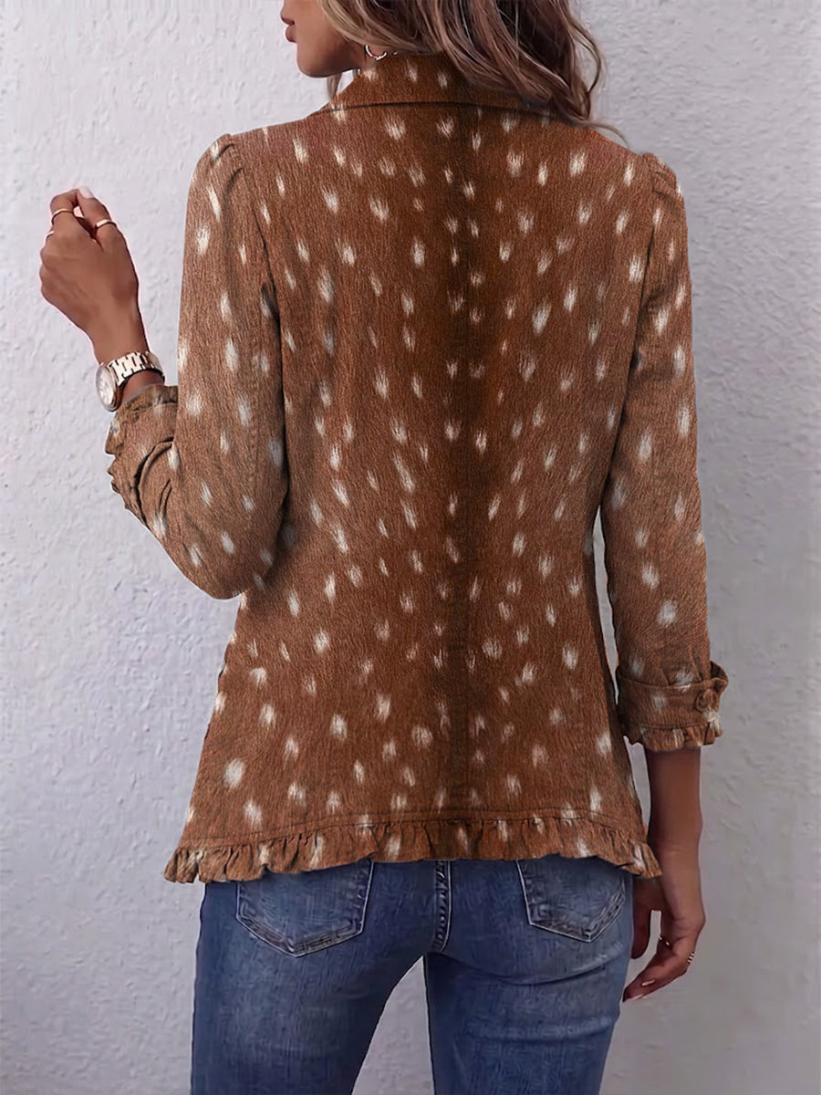 Nicolasa | Chaqueta animal print marrón con volantes