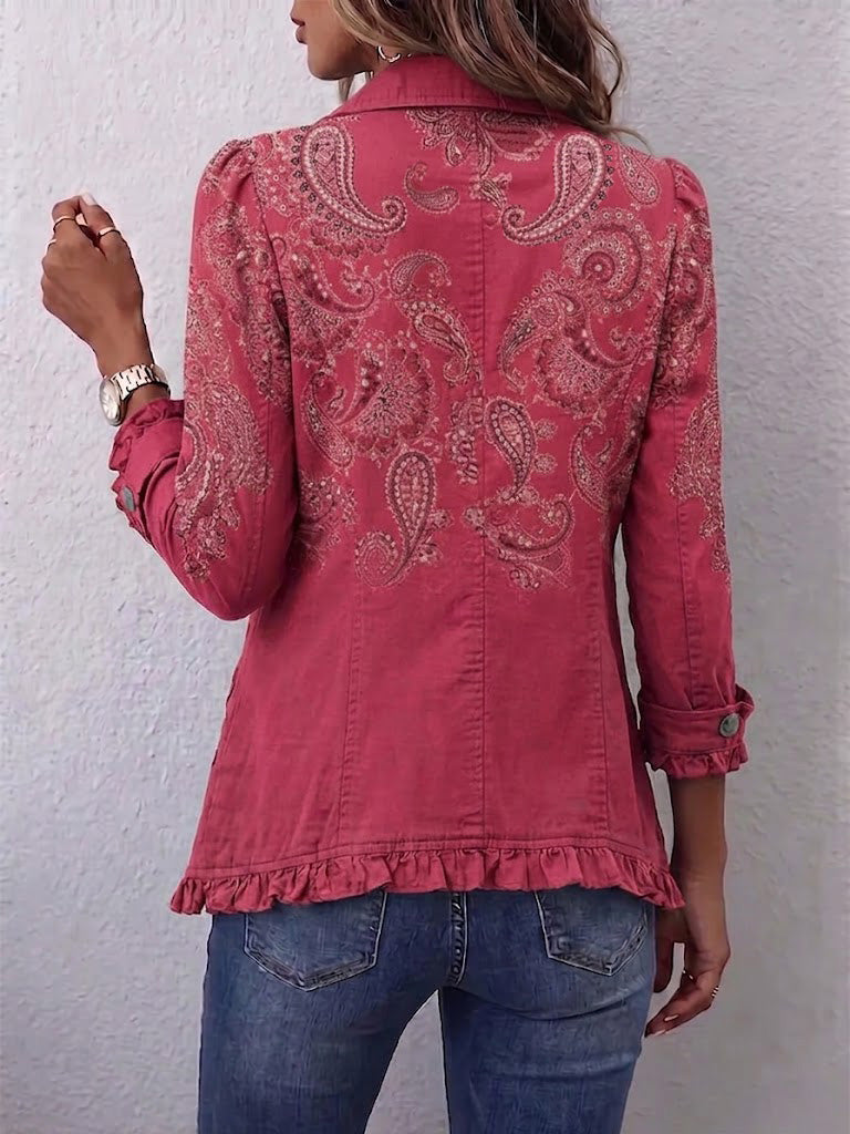Adoración | Chaqueta paisley rosa con volantes
