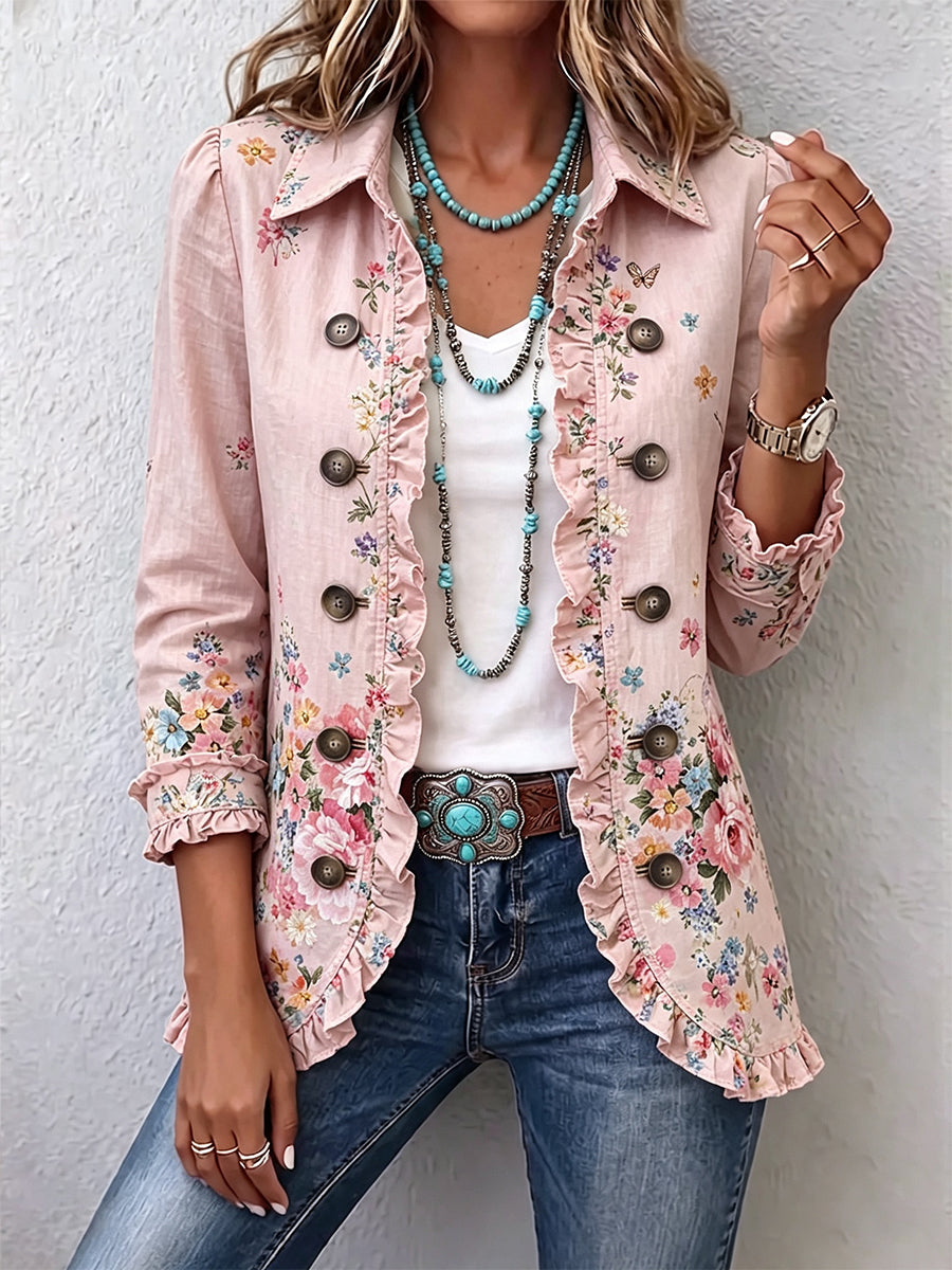 Araceli | Chaqueta floral ligera con botones