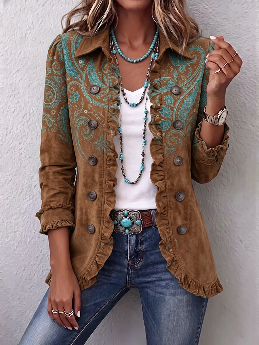 Macarena | Chaqueta paisley caramelo y turquesa