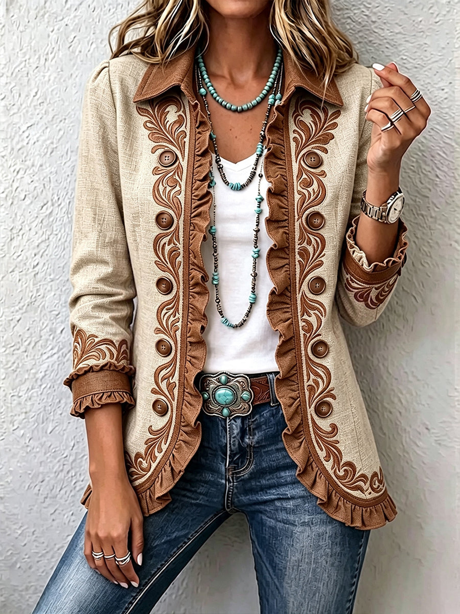 Almudena | Chaqueta floral bordada de estilo artesanal