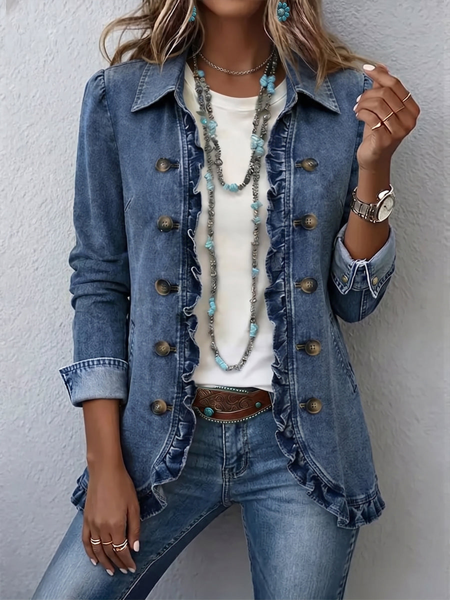 Rosario | Chaqueta azul con volantes y botones