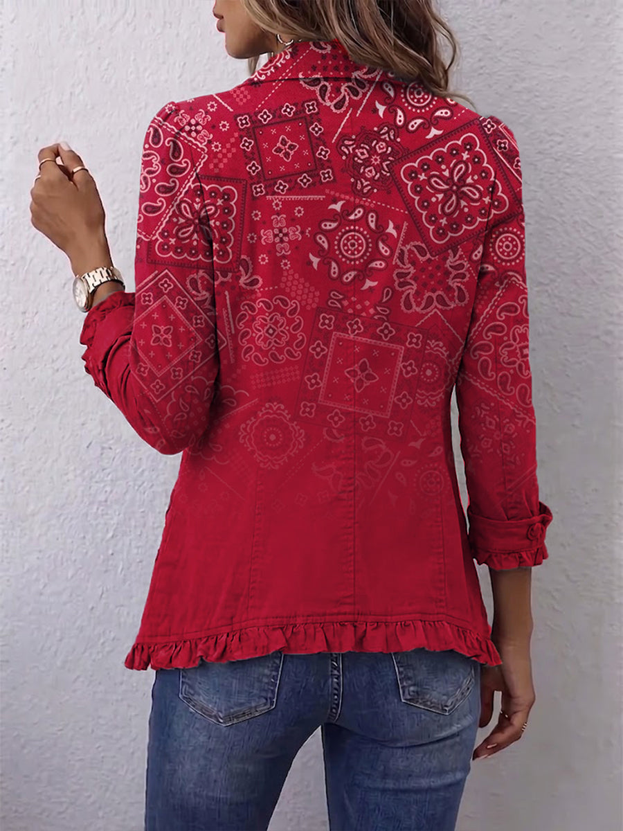 Clotilde | Chaqueta paisley degradada con volantes