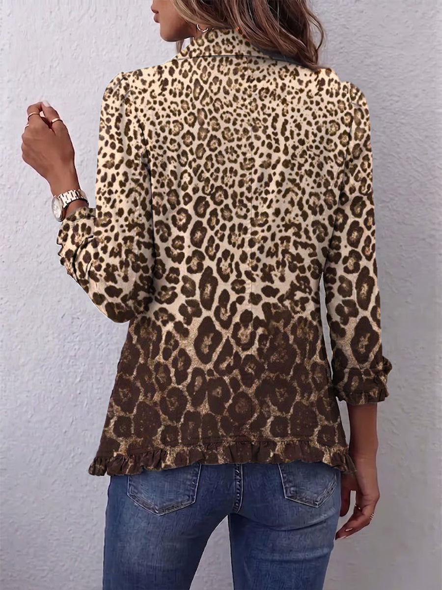 Nazaret | Chaqueta leopardo multicolor con volantes