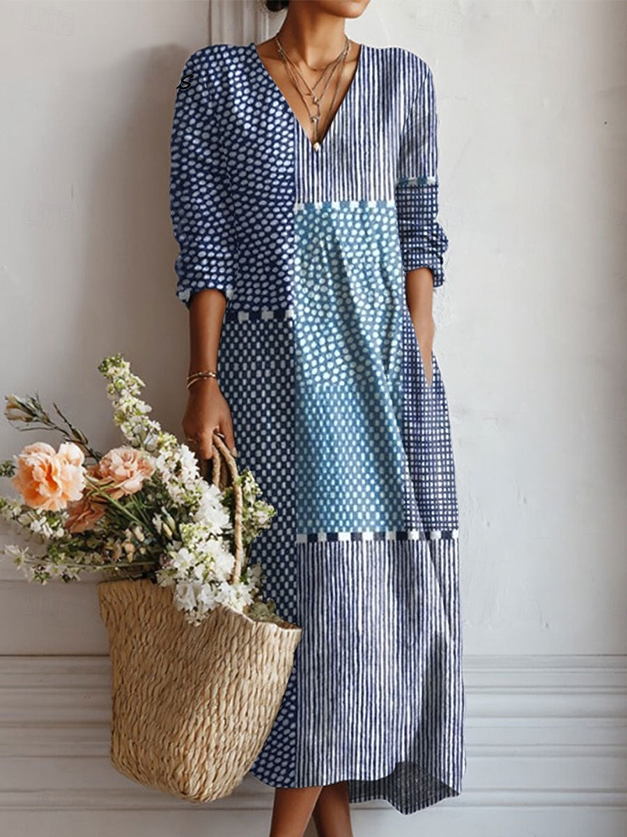 Clemencia | Vestido largo con mosaico azul